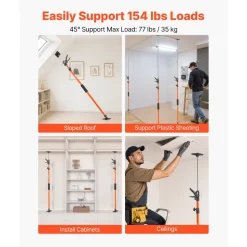VEVOR Cabinet Jack Support Pole, 4-Pack, 45.7-114.2 Inch Steel Telescopic Quick Support Rod, Adjustable 3rd Hand System up to 154 lbs Capacity for Installing Cabinets, Lifting Drywall, Cargo Bars