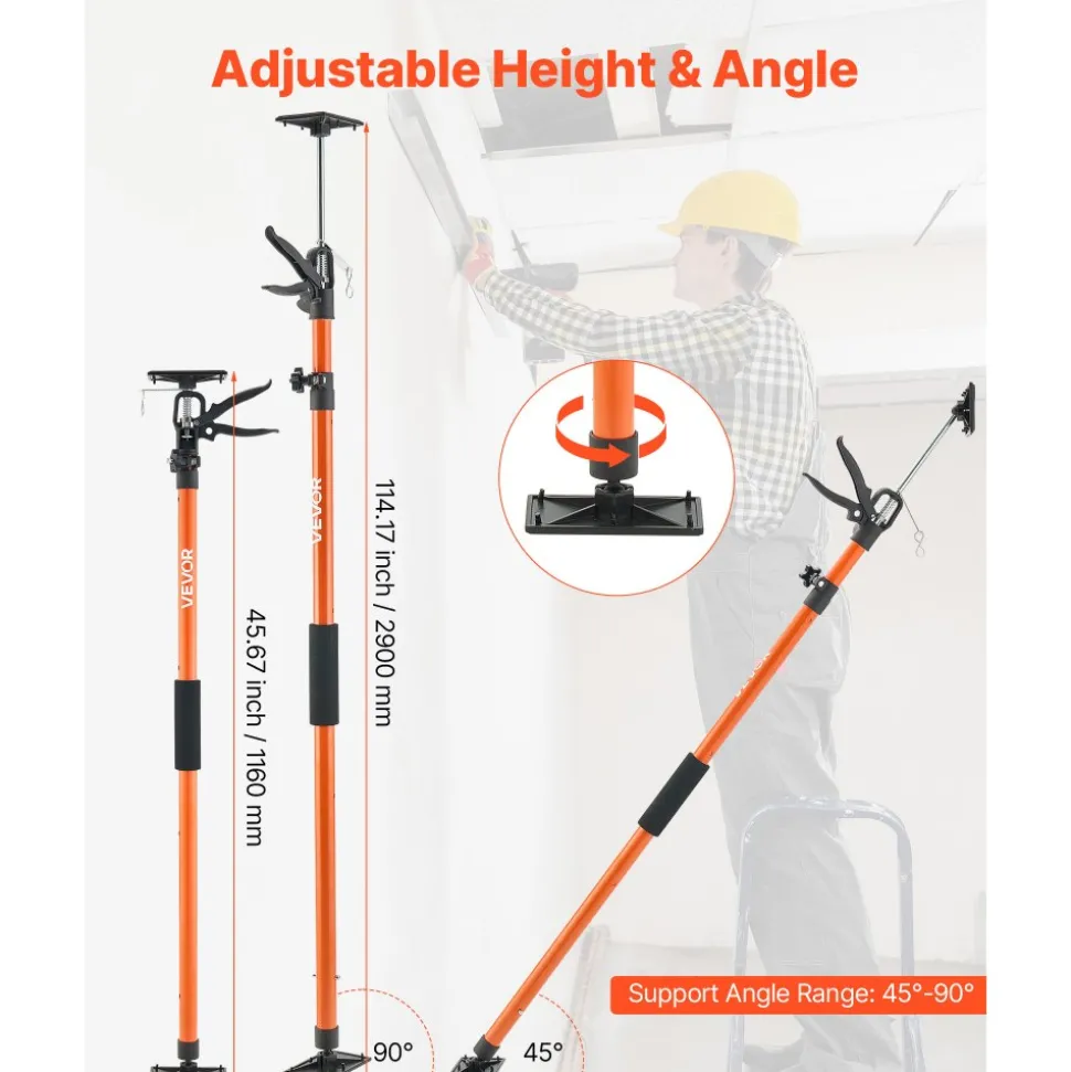 VEVOR Cabinet Jack Support Pole, 4-Pack, 45.7-114.2 Inch Steel Telescopic Quick Support Rod, Adjustable 3rd Hand System up to 154 lbs Capacity for Installing Cabinets, Lifting Drywall, Cargo Bars