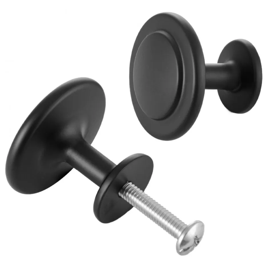 VEVOR Cabinet Knobs, 30 Pack, 1.22 Inch Black Zinc Alloy Drawer Pulls & Door Handles, Mushroom Kitchen Solid Knobs Dresser Handles, Cupboard Hardware with Screws for Bathroom Closet Cabinets Drawers