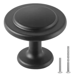 VEVOR Cabinet Knobs, 30 Pack, 1.22 Inch Black Zinc Alloy Drawer Pulls & Door Handles, Mushroom Kitchen Solid Knobs Dresser Handles, Cupboard Hardware with Screws for Bathroom Closet Cabinets Drawers