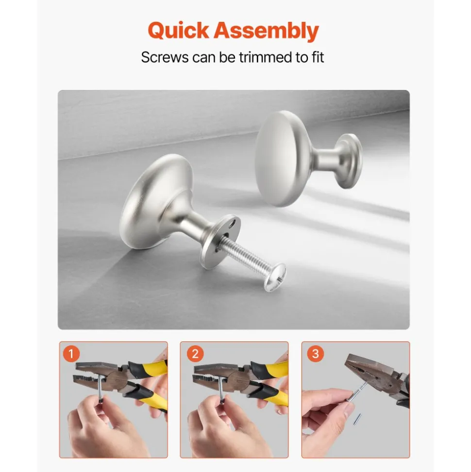 VEVOR Cabinet Knobs, 10 Pack, 1.18 Inch Black Zinc Alloy Drawer Pulls & Door Handles, Square Kitchen Solid Knobs Dresser Handles, Cupboard Hardware with Screws for Bathroom Closet Cabinets Drawers
