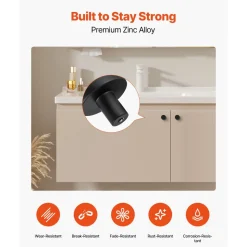 VEVOR Cabinet Knobs, 10 Pack, 1.26 Inch Black Zinc Alloy Drawer Pulls & Door Handles, Mushroom Kitchen Solid Knobs Dresser Handles, Cupboard Hardware with Screws for Bathroom Closet Cabinets Drawers