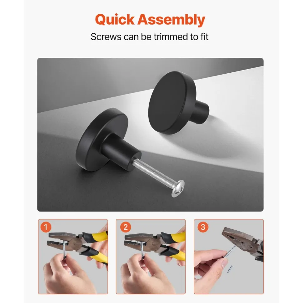 VEVOR Cabinet Knobs, 10 Pack, 1.26 Inch Black Zinc Alloy Drawer Pulls & Door Handles, Mushroom Kitchen Solid Knobs Dresser Handles, Cupboard Hardware with Screws for Bathroom Closet Cabinets Drawers