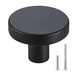 VEVOR Cabinet Knobs, 10 Pack, 1.26 Inch Black Zinc Alloy Drawer Pulls & Door Handles, Mushroom Kitchen Solid Knobs Dresser Handles, Cupboard Hardware with Screws for Bathroom Closet Cabinets Drawers