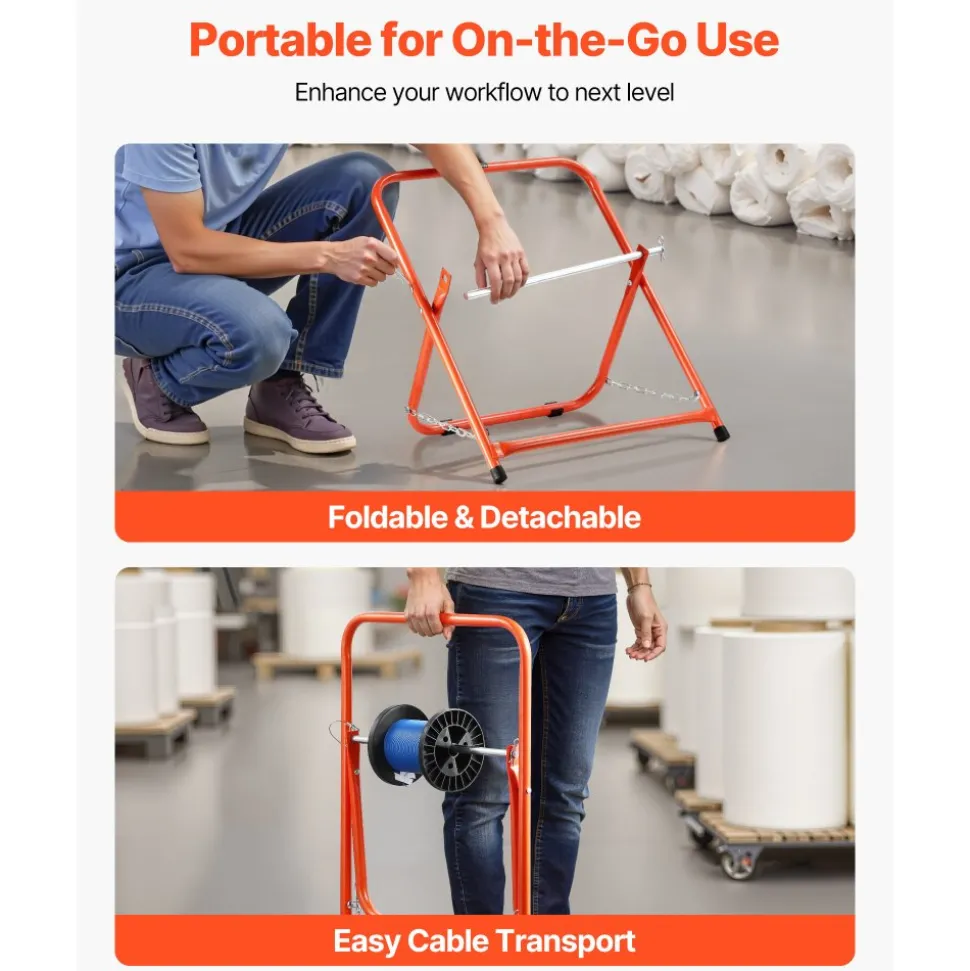 VEVOR Cable Caddy, Heavy Duty Steel Frame, Spool Holder for Electrical Wires, Portable Wire Dispenser for Up to 20 in Diameter Spools, 100 lbs Capacity for Cable Reels, Electrical Industrial Retail