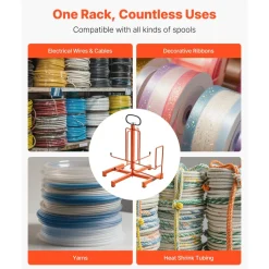 VEVOR Cable Dispenser, Floor or Stud Mounted, Wire Spool Rack, Portable Wire Rack Dispenser with Anti-Slip Metal Handle for Wiring Transport, Swivel Eyelet, for Electrical, Industrial and Retail Use