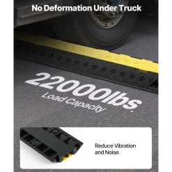 VEVOR Cable Protector Ramp, 22,000 lbs/axle Capacity, 2 Channel Heavy Duty TPU Cord Hose Wire Cover, 1.2 x 1.1 in Channel, Traffic Speed Bump with Flip-Open Top Cover, for Indoor Outdoor Use, 3 Pack