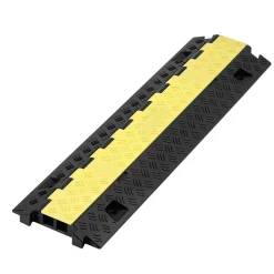 VEVOR Cable Protector Ramp, 22,000 lbs/axle Capacity, 2 Channel Heavy Duty TPU Cord Hose Wire Cover, 1.2 x 1.1 in Channel, Traffic Speed Bump with Flip-Open Top Cover, for Indoor Outdoor Use, 3 Pack