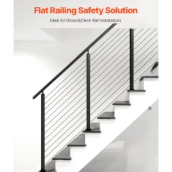 VEVOR Cable Railing Post, 42x1x2 Inch Level Deck Stair Posts, 1-Pack Stainless Steel Cable Handrail Post, Pre-Drilled Pickets with Mounting Bracket Stair Railing Kit, Black, 1JZLGZXHS1063GGTD001V0
