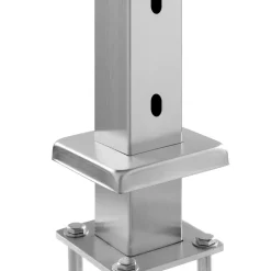 VEVOR Cable Railing Post, 42x2x2 Inch Stair Railing Post, with Pre-Drilled 30° Angled Holes, Stainless Steel Cable Rail Post with Horizontal and Curved Bracket, 1-Pack, Silver, 1JZLGZXYS1062TLWC001V0