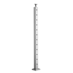 VEVOR Cable Railing Post, 42x2x2 Inch Stair Railing Post, with Pre-Drilled 30° Angled Holes, Stainless Steel Cable Rail Post with Horizontal and Curved Bracket, 1-Pack, Silver, 1JZLGZXYS1062TLWC001V0