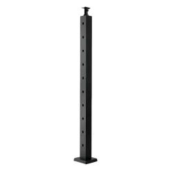 VEVOR Cable Railing Post, 36x2x2 Inch Corner Railing Post, with L-Shaped Pre-Drilled Holes, Stainless Steel Cable Rail Post with Horizontal and Curved Bracket, 1-Pack, Black, 1JZLGZXHS914ZPBNY001V0