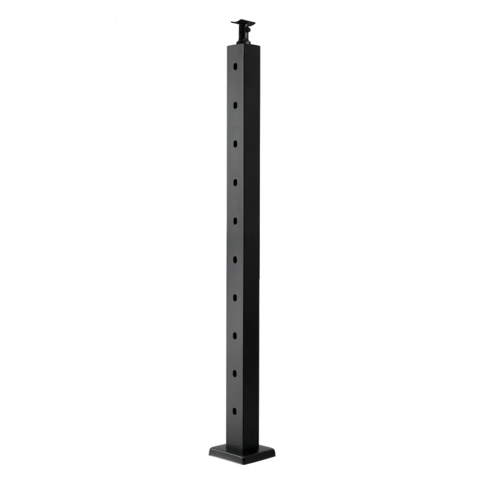 VEVOR Cable Railing Post, 36x2x2 Inch Corner Railing Post, with L-Shaped Pre-Drilled Holes, Stainless Steel Cable Rail Post with Horizontal and Curved Bracket, 1-Pack, Black, 1JZLGZXHS914ZPBNY001V0