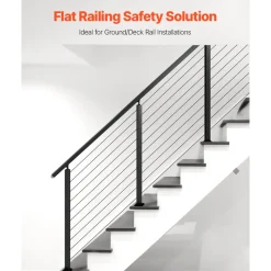 VEVOR Cable Railing Post, 36x2x2 Inch Corner Railing Post, with L-Shaped Pre-Drilled Holes, Stainless Steel Cable Rail Post with Horizontal and Curved Bracket, 1-Pack, Black, 1JZLGZXHS914ZPBNY001V0