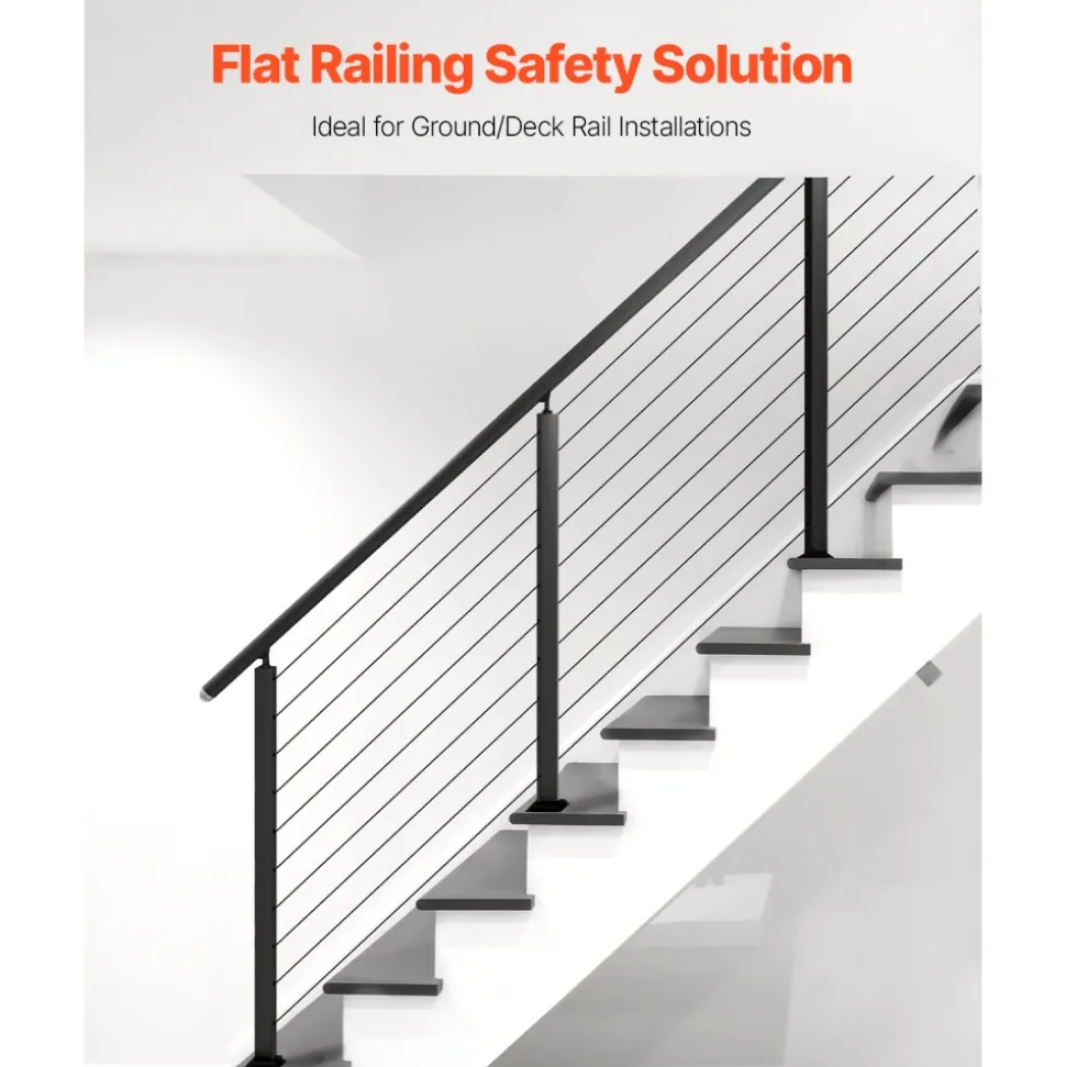 VEVOR Cable Railing Post, 36x2x2 Inch Corner Railing Post, with L-Shaped Pre-Drilled Holes, Stainless Steel Cable Rail Post with Horizontal and Curved Bracket, 1-Pack, Black, 1JZLGZXHS914ZPBNY001V0