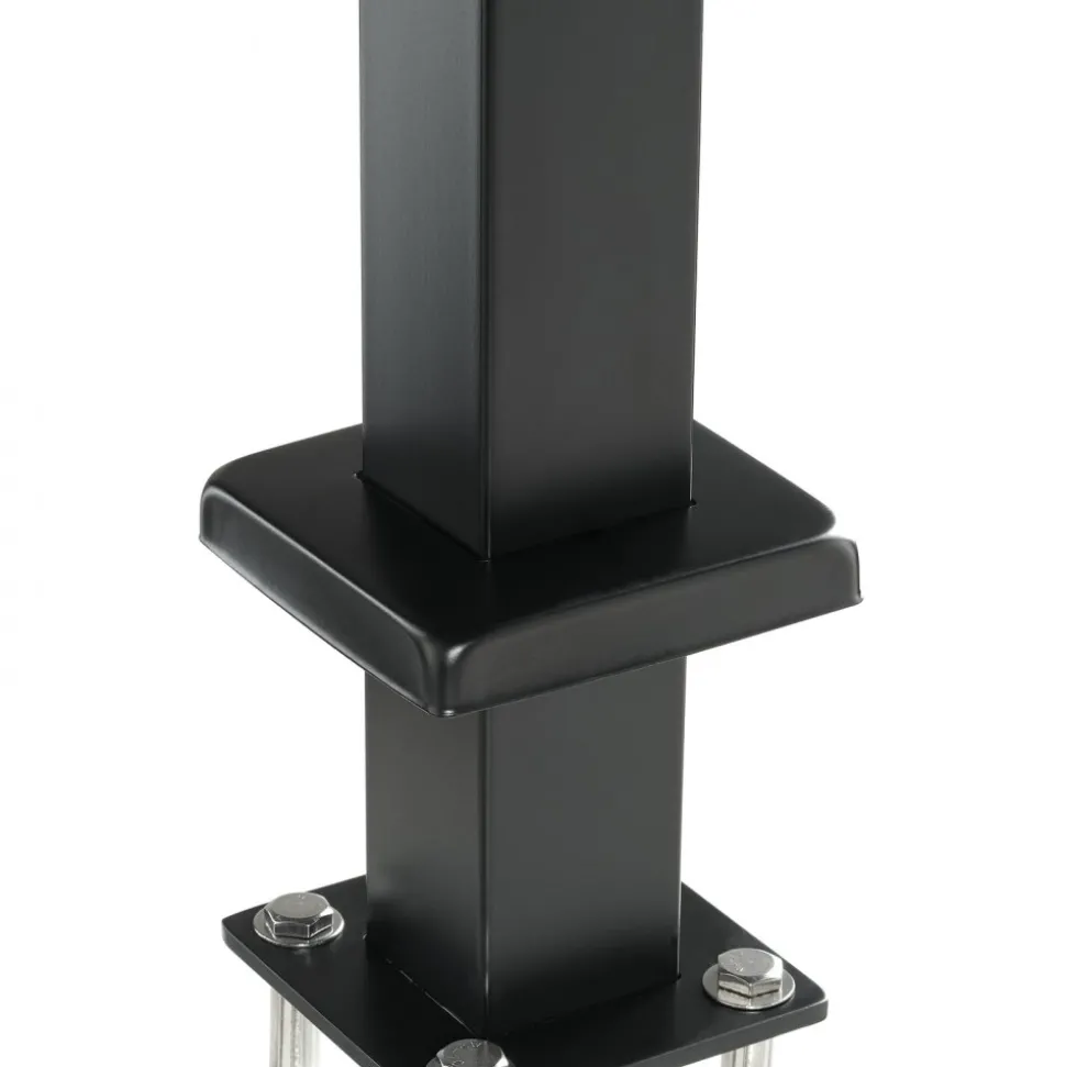 VEVOR Cable Railing Post, 42" x 2" x 2" Steel Level Deck Railing Post Without Holes, SUS304 Stainless Steel Cable Rail Post, Stair Handrail Post with Horizontal and Curved Bracket, 1-Pack, Black