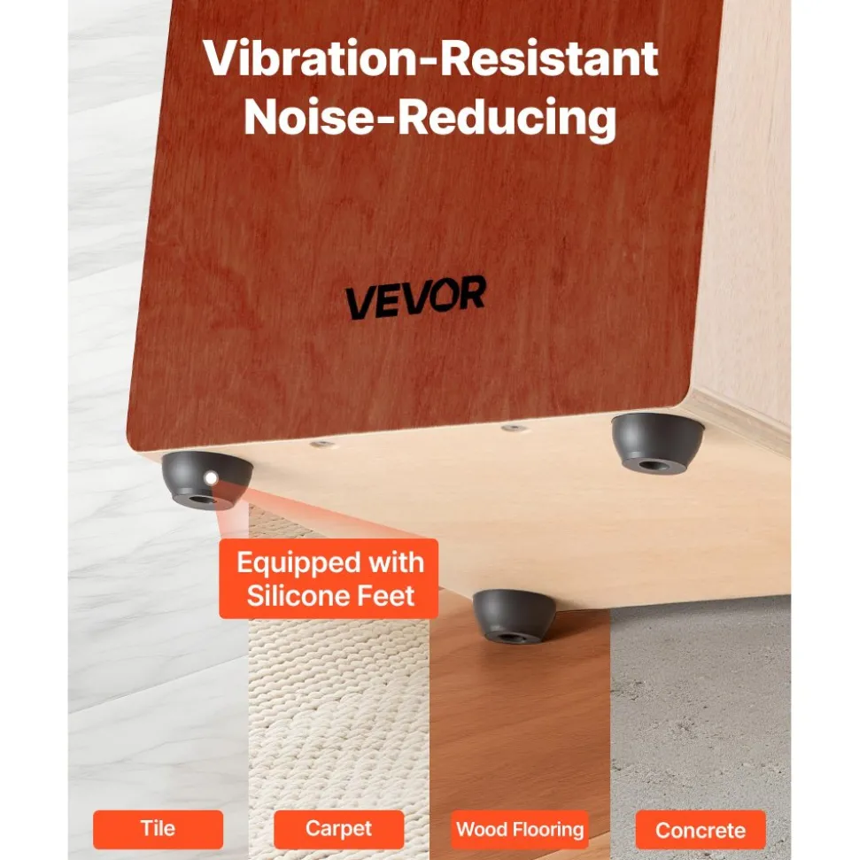 VEVOR Cajon Box Drum Birch Wood Percussion Instrument Guitar Strings with Travel Bag