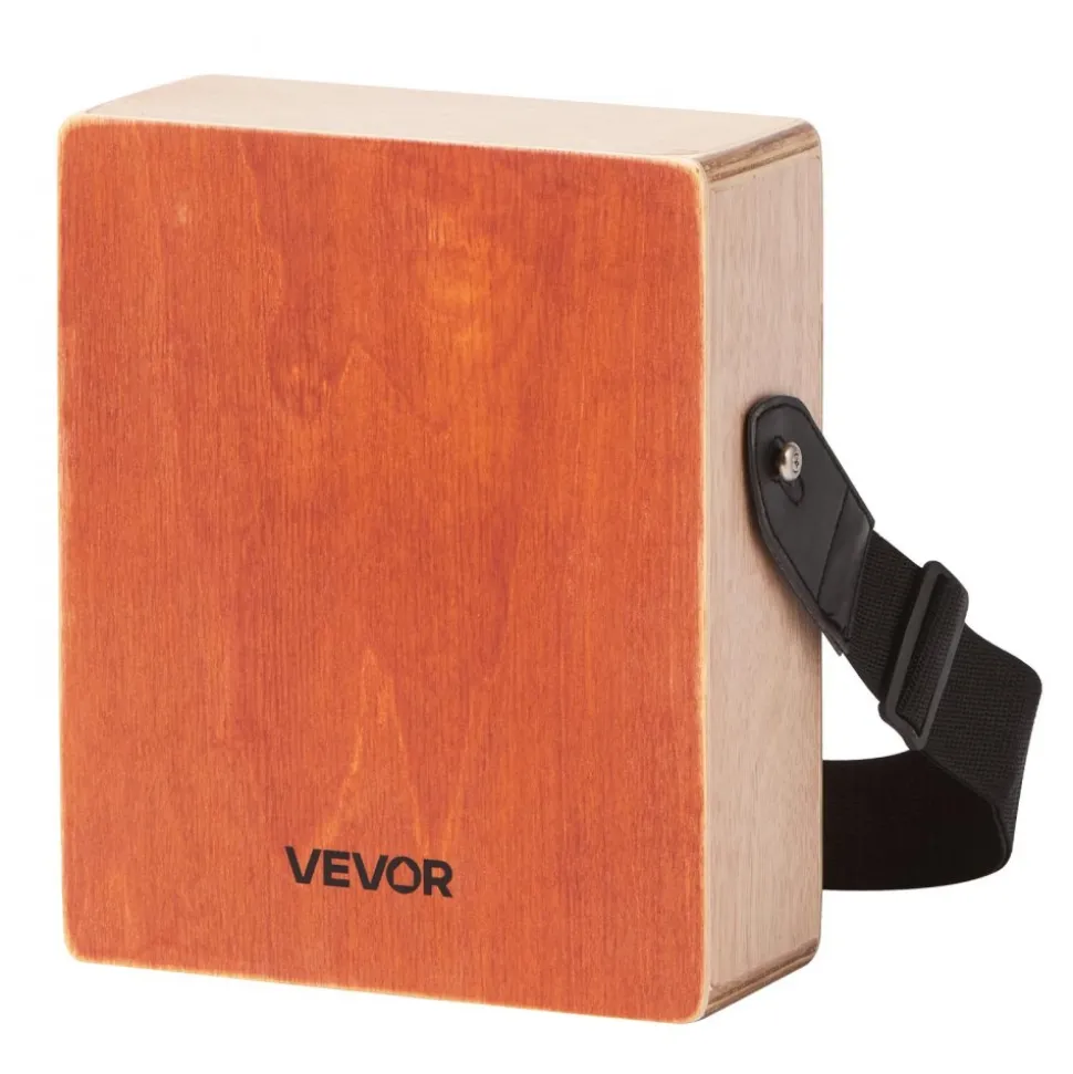 VEVOR Cajon Box Drum Wood Percussion Instrument with Guitar Strings Travel Bag Strap
