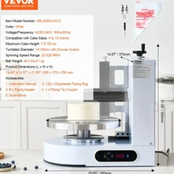 VEVOR Cake Decorating Machine, Cake Cream Spreading Coating Smearing Machine, Low Noise Cake Frosting Machine, Turntable with Adjustable Scraper, for 4