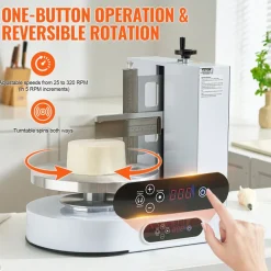 VEVOR Cake Decorating Machine, Cake Cream Spreading Coating Smearing Machine, Low Noise Cake Frosting Machine, Turntable with Adjustable Scraper, for 4