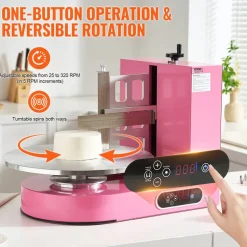 VEVOR Cake Decorating Machine, Cake Cream Spreading Coating Smearing Machine, Low Noise Cake Frosting Machine, Turntable with Adjustable Scraper, for 4