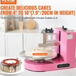 VEVOR Cake Decorating Machine, Cake Cream Spreading Coating Smearing Machine, Low Noise Cake Frosting Machine, Turntable with Adjustable Scraper, for 4