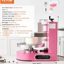 VEVOR Cake Decorating Machine, Cake Cream Spreading Coating Smearing Machine, Low Noise Cake Frosting Machine, Turntable with Adjustable Scraper, for 4