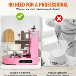 VEVOR Cake Decorating Machine, Cake Cream Spreading Coating Smearing Machine, Low Noise Cake Frosting Machine, Turntable with Adjustable Scraper, for 4