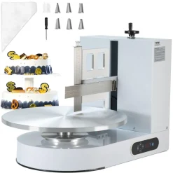 VEVOR Cake Decorating Machine, Cake Cream Spreading Coating Smearing Machine, Low Noise Cake Frosting Machine, Turntable with Adjustable Scraper, for 4