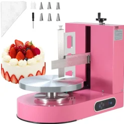 VEVOR Cake Decorating Machine, Cake Cream Spreading Coating Smearing Machine, Low Noise Cake Frosting Machine, Turntable with Adjustable Scraper, for 6" to 14" Cake, 25-320RPM Rotating Speed, Pink