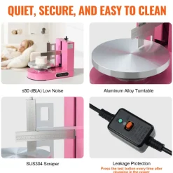 VEVOR Cake Decorating Machine, Cake Cream Spreading Coating Smearing Machine, Low Noise Cake Frosting Machine, Turntable with Adjustable Scraper, for 6