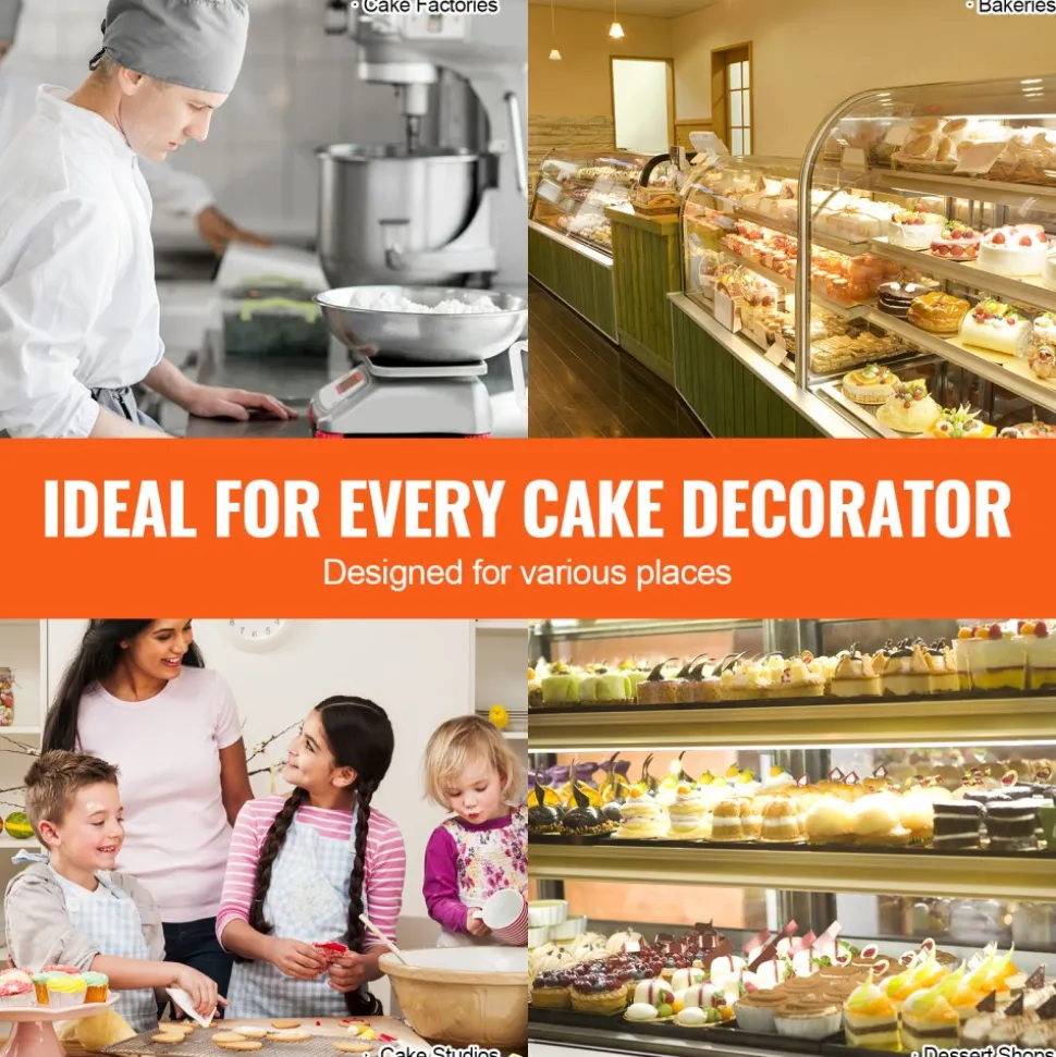 VEVOR Cake Decorating Machine, Cake Cream Spreading Coating Smearing Machine, Low Noise Cake Frosting Machine, Turntable with Adjustable Scraper, for 6" to 14" Cake, 25-320RPM Rotating Speed, Pink