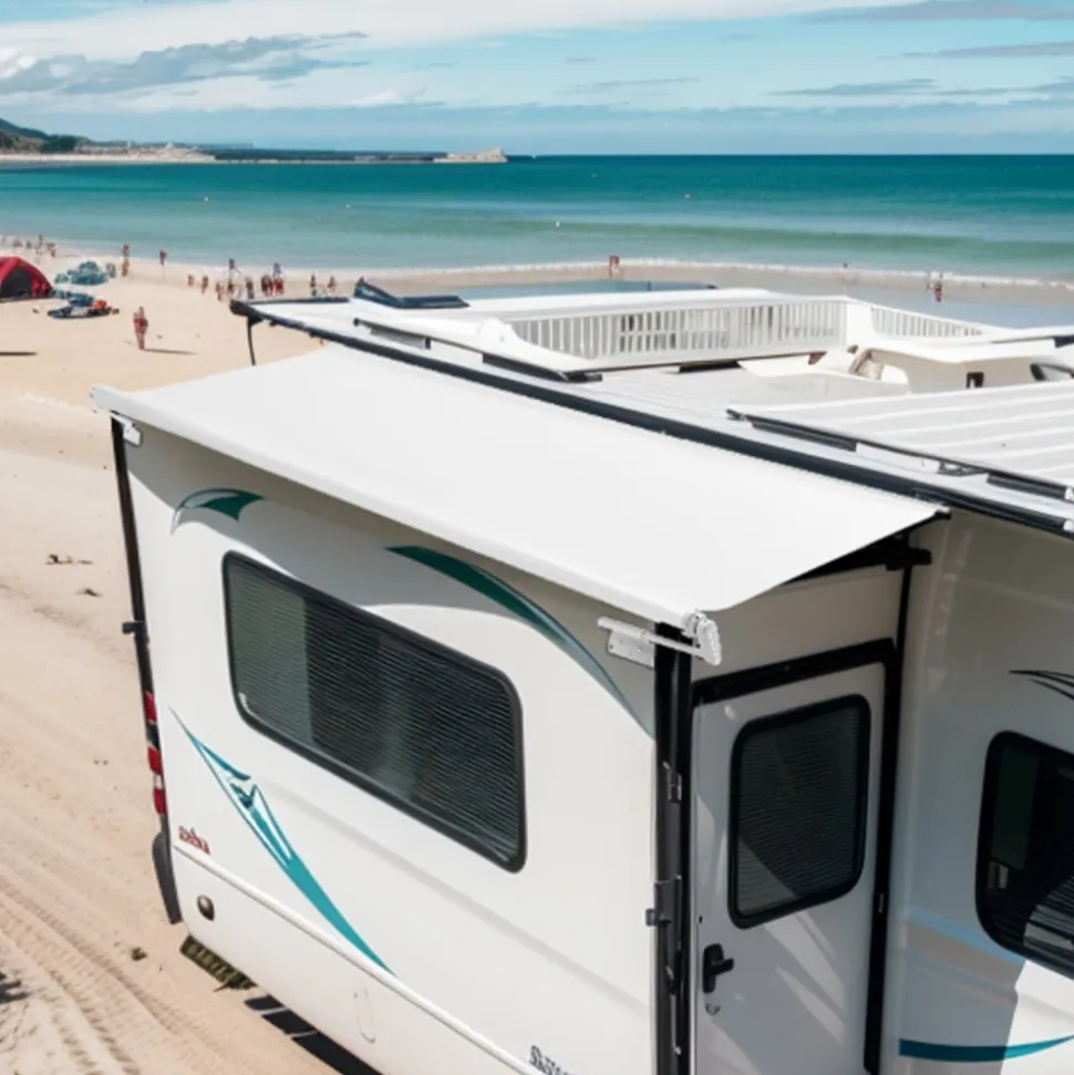 VEVOR Camper Awning Fabric Replacement, 1" to 13', Weatherproof Durable Slide Topper Awning with Bracket, Heavy Duty Slide Topper Awning with Stainless Steel Material, Fit for RV & Motorhome(White)