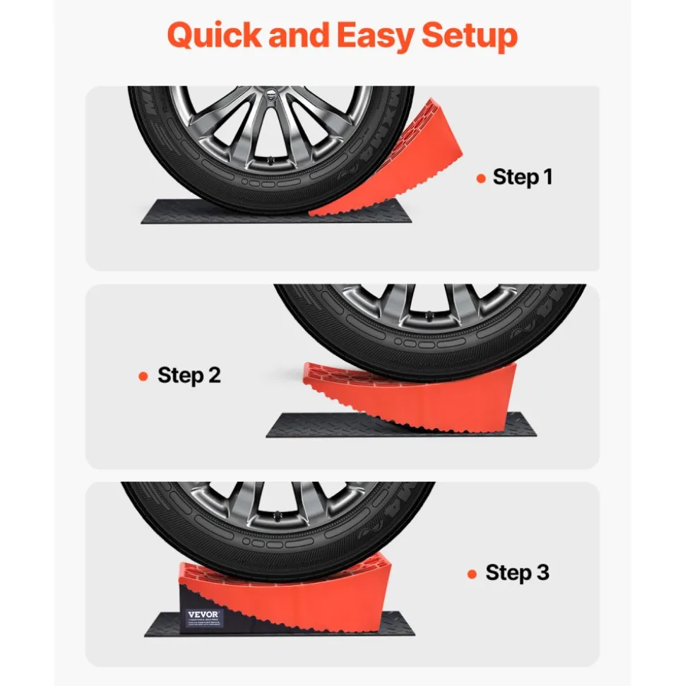 VEVOR Camper Levelers, 2 Pcs RV Leveling Blocks, up to 8818.5lbs Camper Wheel Chocks, Max. 4" Leveling Height Heavy Duty Curved Levelers, RV Camper Leveler Kit with Anti-Slip Mat Carrying Bag Level