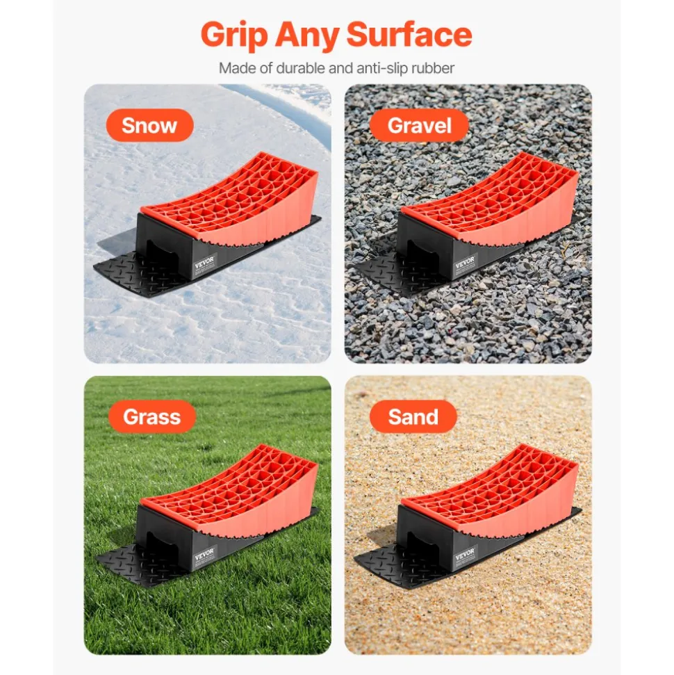 VEVOR Camper Levelers, 2 Pcs RV Leveling Blocks, up to 8818.5lbs Camper Wheel Chocks, Max. 4" Leveling Height Heavy Duty Curved Levelers, RV Camper Leveler Kit with Anti-Slip Mat Carrying Bag Level