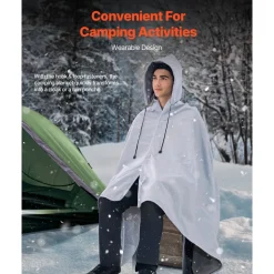 VEVOR Camping Blanket, Large Warm Wearable Stadium Blanket, Waterproof & Windproof, Polyester Fleece, Flame Retardant, Great for Outdoors, Picnics, Hiking, Sports Events, Travel, 79" x 59", Light Grey
