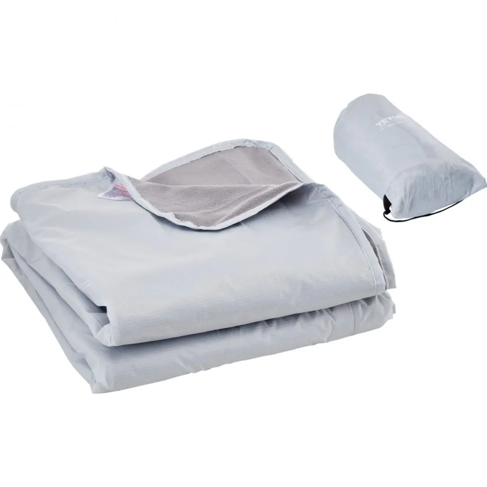 VEVOR Camping Blanket, Large Warm Wearable Stadium Blanket, Waterproof & Windproof, Polyester Fleece, Flame Retardant, Great for Outdoors, Picnics, Hiking, Sports Events, Travel, 79" x 59", Light Grey