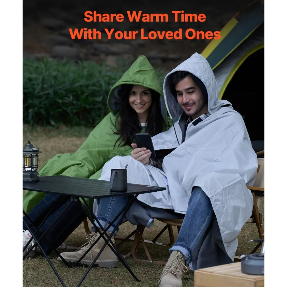 VEVOR Camping Blanket, Large Warm Wearable Stadium Blanket, Waterproof & Windproof, Polyester Fleece, Flame Retardant, Great for Outdoors, Picnics, Hiking, Sports Events, Travel, 79" x 59", Light Grey
