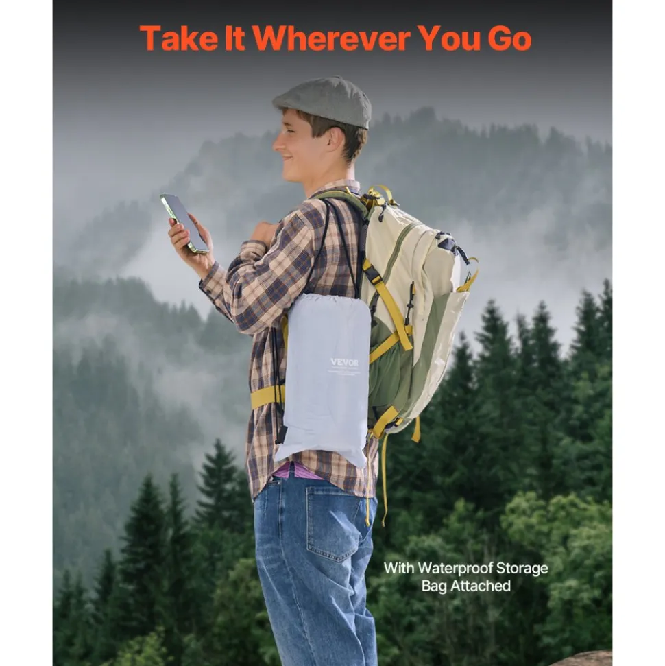 VEVOR Camping Blanket, Large Warm Wearable Stadium Blanket, Waterproof & Windproof, Polyester Fleece, Flame Retardant, Great for Outdoors, Picnics, Hiking, Sports Events, Travel, 79" x 59", Light Grey