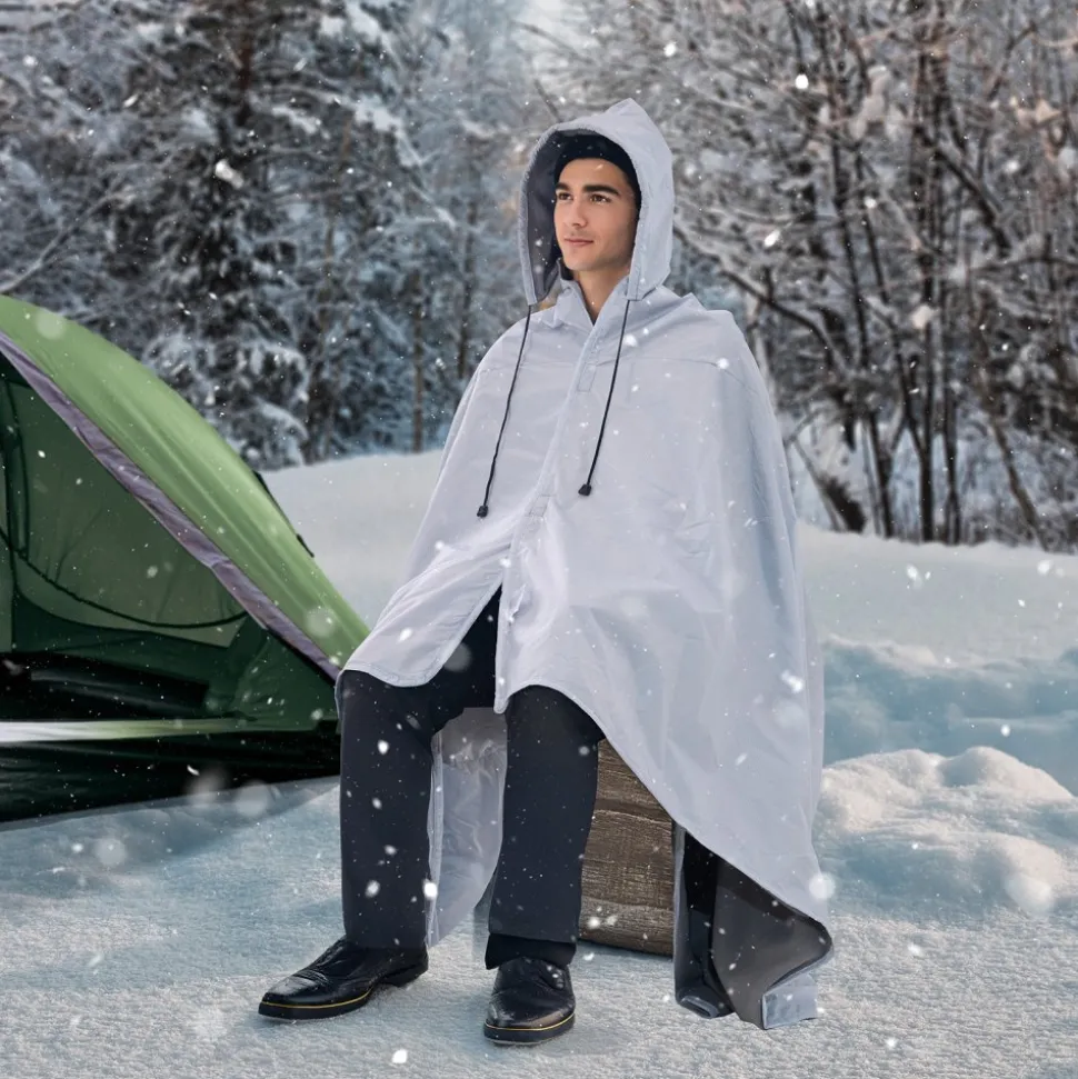 VEVOR Camping Blanket, Large Warm Wearable Stadium Blanket, Waterproof & Windproof, Polyester Fleece, Flame Retardant, Great for Outdoors, Picnics, Hiking, Sports Events, Travel, 79" x 59", Light Grey