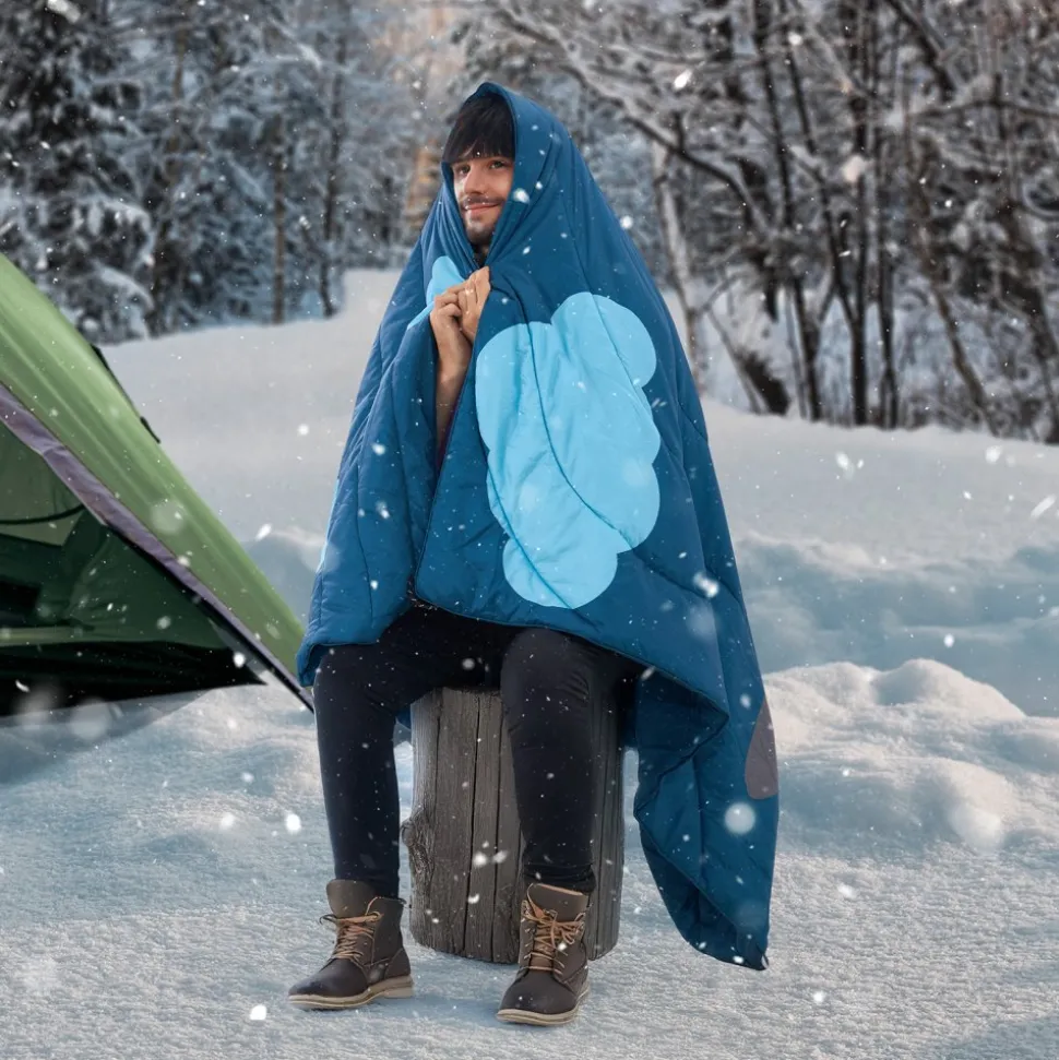 VEVOR Camping Blanket, Large Warm Wearable Stadium Blanket, Waterproof & Windproof, Polyester Fiber, Flame Retardant, Great for Outdoors, Picnics, Hiking, Sports Events, Travel, 75" x 52", Printed
