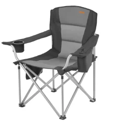 VEVOR Camping Folding Chair for Adults, Portable Heavy Duty Outdoor Quad Lumbar Back Padded Arm Chairs with Side Pockets, Cup Holder and Cooler Bag for Beach, Lawn, Picnic, Fishing, Backpacking, Black