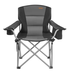 VEVOR Camping Folding Chair for Adults, Portable Heavy Duty Outdoor Quad Lumbar Back Padded Arm Chairs with Side Pockets, Cup Holder and Cooler Bag for Beach, Lawn, Picnic, Fishing, Backpacking, Black