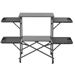VEVOR Camping Kitchen Table, Slim-Fold Cook Station, Portable Folding Table, with 4 Side Tables, Heat Resistant Tabletop, and Carrying Bag, Ideal for Outdoor Picnics, BBQs, Camping, RV Traveling