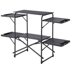 VEVOR Camping Kitchen Table, Slim-Fold Cook Station, Portable Folding Table, with 4 Side Tables, Heat Resistant Tabletop, and Carrying Bag, Ideal for Outdoor Picnics, BBQs, Camping, RV Traveling