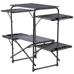 VEVOR Camping Kitchen Table, Slim-Fold Cook Station, Portable Folding Table, with 4 Side Tables, Heat Resistant Tabletop, and Carrying Bag, Ideal for Outdoor Picnics, BBQs, Camping, RV Traveling