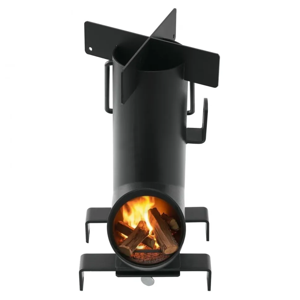 VEVOR Camping Rocket Stove, Wood Burning Portable Rocket Stove with Carrying Bag for Backpacking, Carbon Steel, Burn Wood, Twigs or Sticks for Outdoor Cooking, Backyard, Camp Cooking, Heating, Black