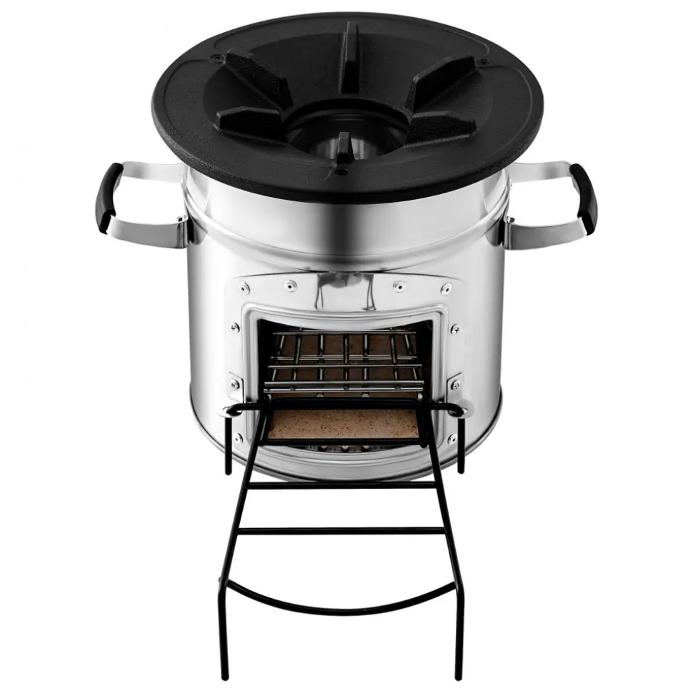 VEVOR Camping Rocket Stove, Wood Burning Portable Rocket Stove with Carrying Bag for Backpacking, Stainless Steel, Single Door, Burn Wood, Twigs or Sticks for Outdoor Cooking, Backyard, Camp Cooking