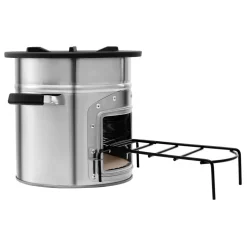 VEVOR Camping Rocket Stove, Wood Burning Portable Rocket Stove with Carrying Bag for Backpacking, Stainless Steel, Single Door, Burn Wood, Twigs or Sticks for Outdoor Cooking, Backyard, Camp Cooking