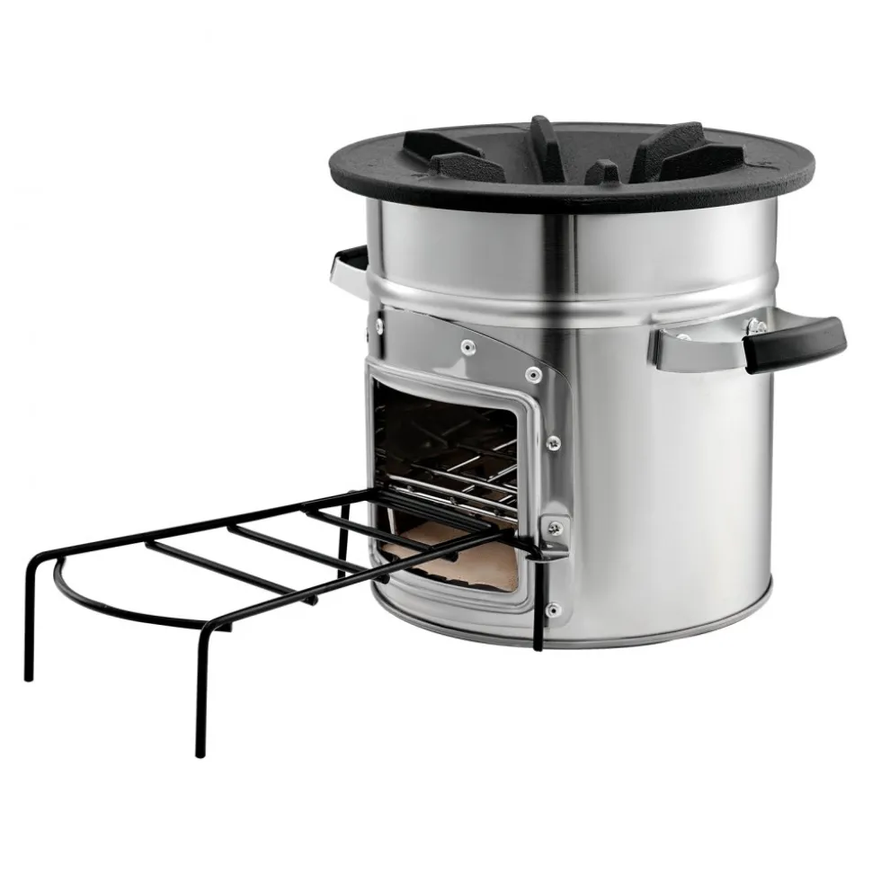 VEVOR Camping Rocket Stove, Wood Burning Portable Rocket Stove with Carrying Bag for Backpacking, Stainless Steel, Single Door, Burn Wood, Twigs or Sticks for Outdoor Cooking, Backyard, Camp Cooking